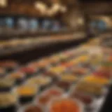 A beautifully arranged buffet table showcasing a variety of cuisines