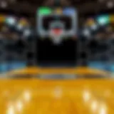 Illustration of a basketball court with brackets