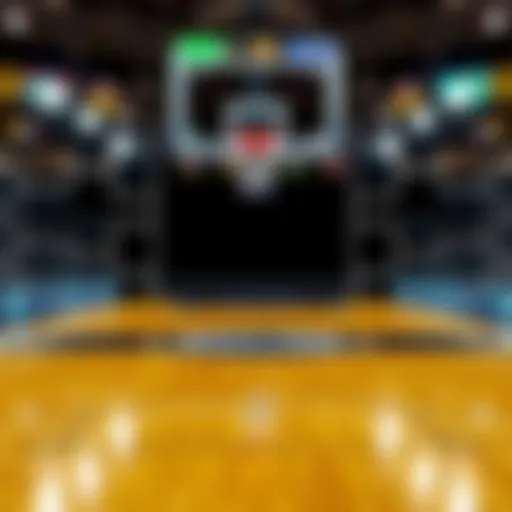 Illustration of a basketball court with brackets