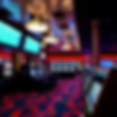 Interior view of Diamond Jo Worth Sportsbook showcasing betting terminals