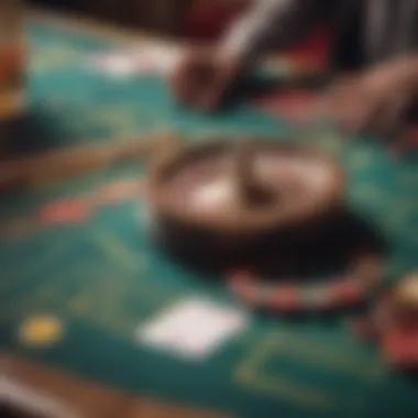 A vibrant casino table with chips and cards