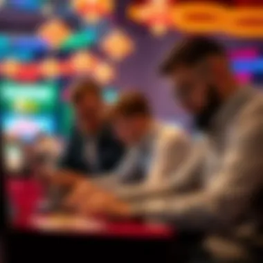 Players Analyzing Bonus Offers Illustration of players analyzing various no sign up bonus offers