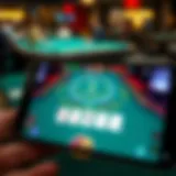 A virtual blackjack table on an Android device showcasing gameplay mechanics