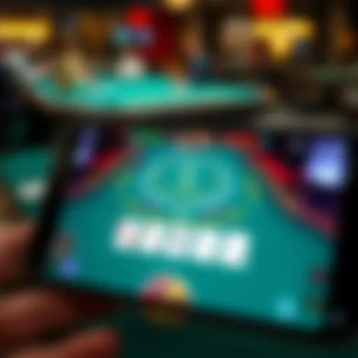 A virtual blackjack table on an Android device showcasing gameplay mechanics