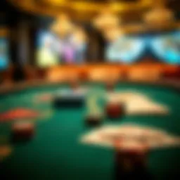 A stylish blackjack table with cards and chips