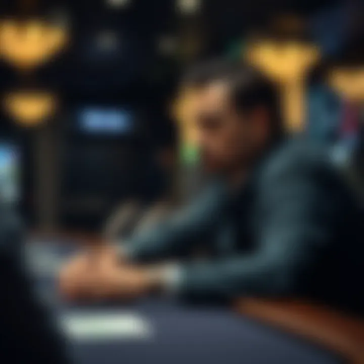 A thoughtful player strategizing their next move at a cash table