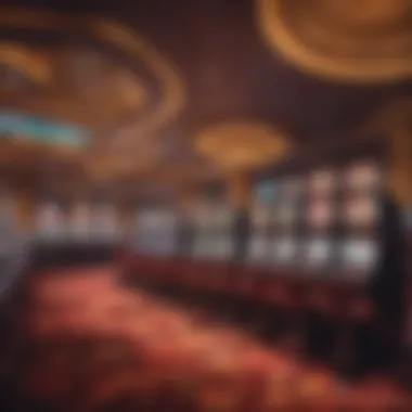 Vibrant Casino Atmosphere A panoramic view of a bustling casino floor filled with slot machines and gaming tables