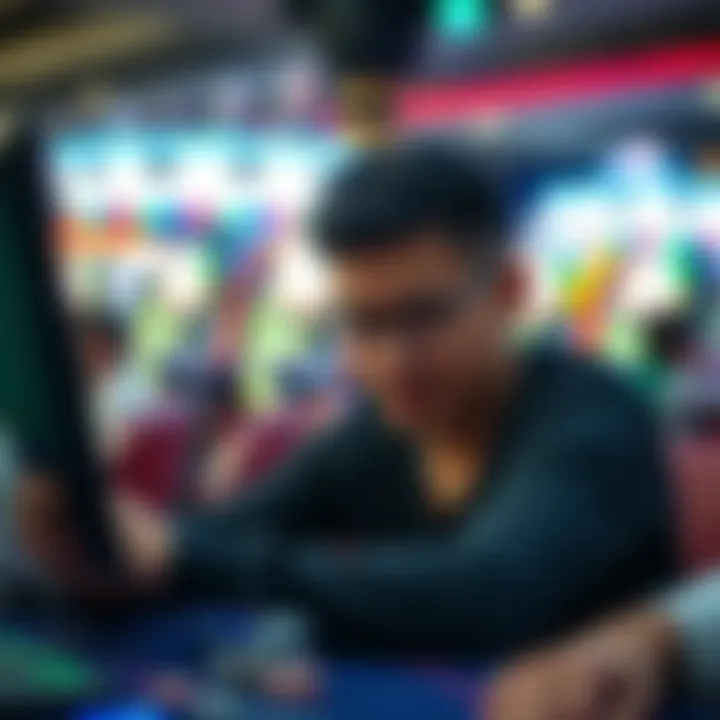 A player focusing on skills while gaming for money