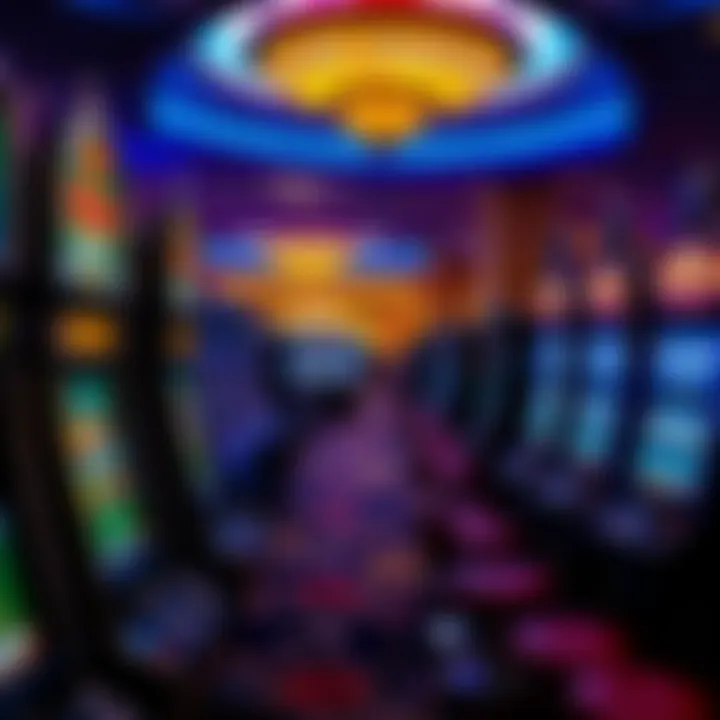 Vibrant Gaming Floor at Gold Fortune Casino A vibrant gaming floor filled with various slot machines