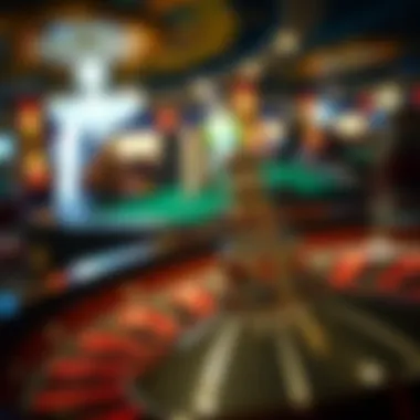 Roulette Wheel Excitement A close-up of a roulette wheel in action, highlighting the thrill of the game