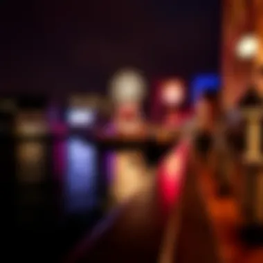 Hamburg Waterfront Nightlife A scenic view of Hamburg's waterfront with nightlife and casino lights