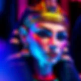 An artistic representation of Cleopatra on the IGT slot game interface.
