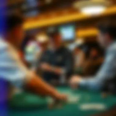 Interactive Gaming Experience Dealer engaging with players at a card table