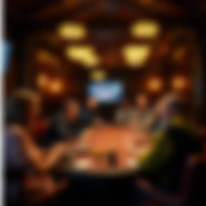 A cozy Texas Hold'em poker room setting with players engaged in gameplay