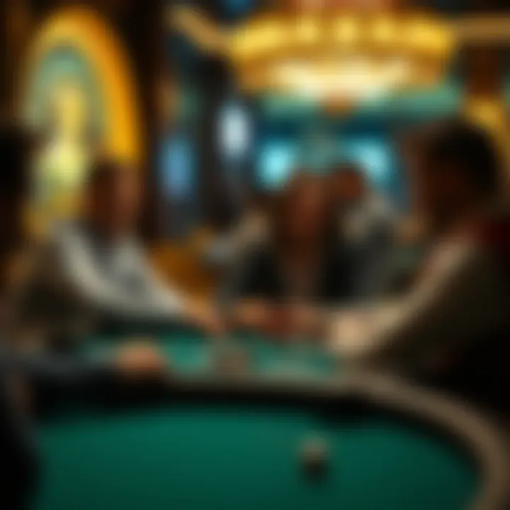 A group of players discussing strategies around a poker table