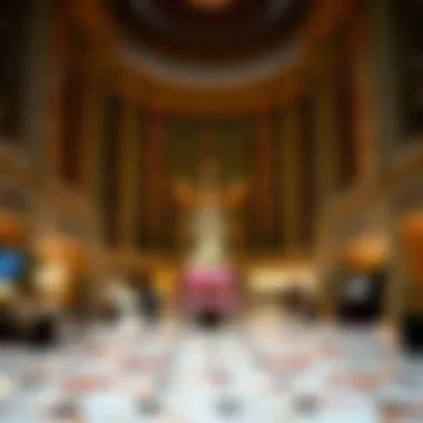 Luxurious interior of Bellagio's lobby with stunning floral display