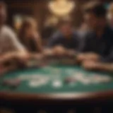 A high-stakes Texas Hold'em table showcasing an intense game