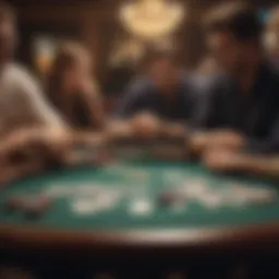 A high-stakes Texas Hold'em table showcasing an intense game