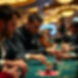 A dramatic poker tournament scene showcasing intense competition