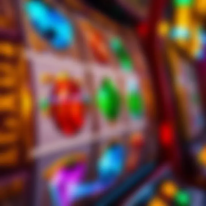 Close-up view of the vibrant reels showcasing jewels and hieroglyphs
