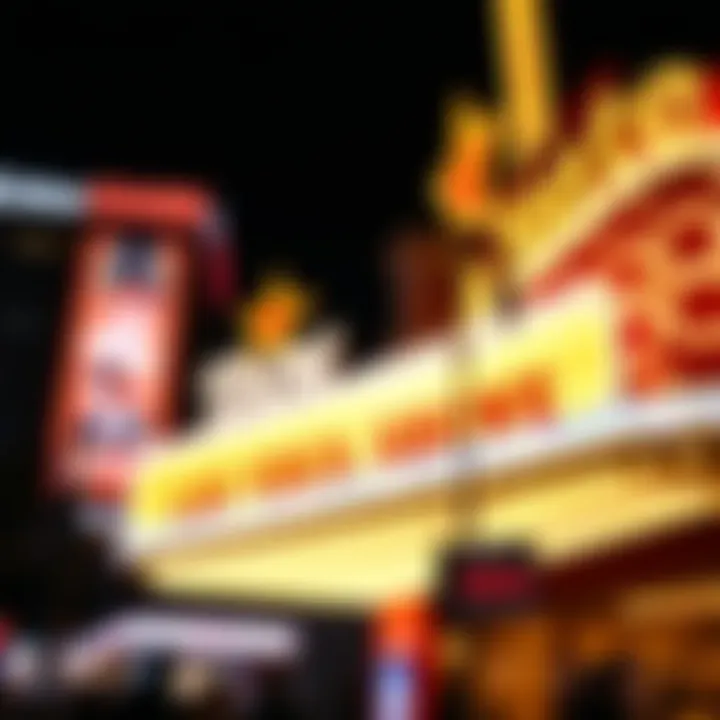 A vibrant Las Vegas show marquee glowing at night