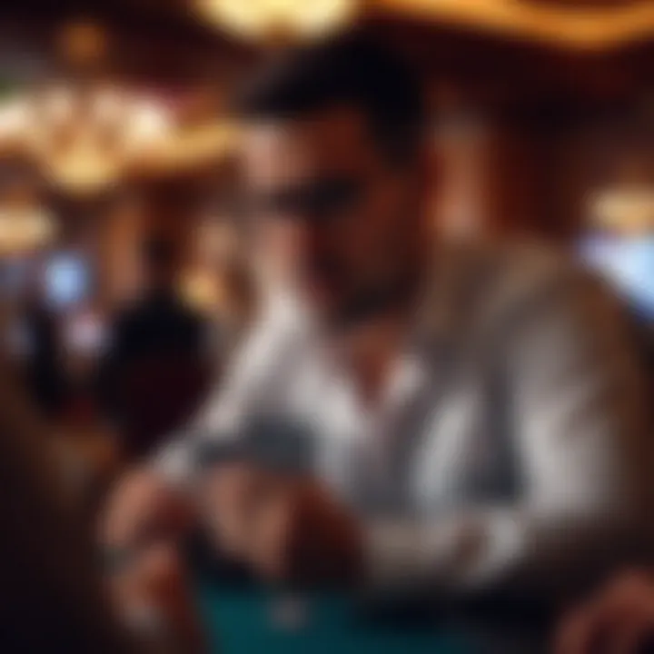 Psychological Tactics in Decision Making A thoughtful player analyzing their cards and potential moves