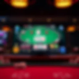 Virtual poker game interface showcasing various features