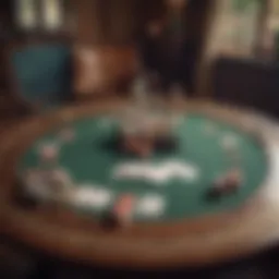 A historic poker table showcasing vintage cards and chips