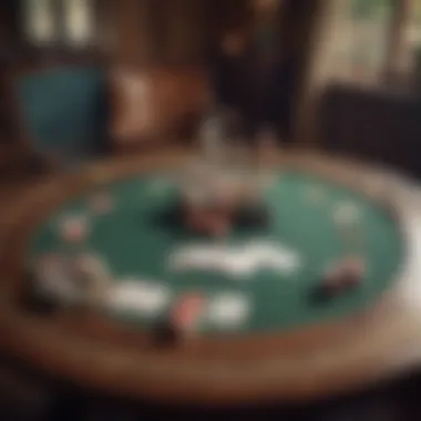 A historic poker table showcasing vintage cards and chips