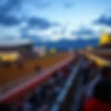 A panoramic view of the Las Vegas racetrack during a lively event