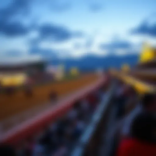A panoramic view of the Las Vegas racetrack during a lively event
