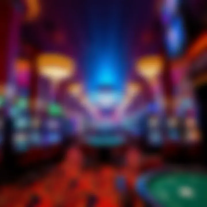 Vibrant gaming floor filled with slot machines and card tables