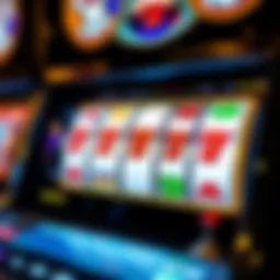 Detailed view of a digital slot machine showcasing symbols and payout lines