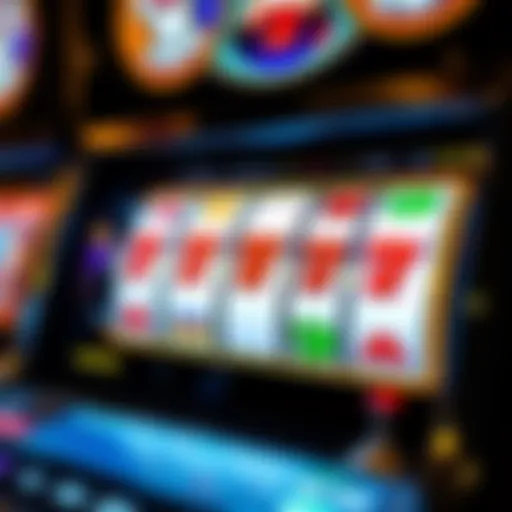 Detailed view of a digital slot machine showcasing symbols and payout lines