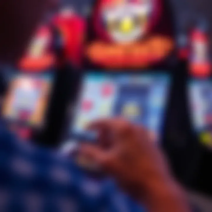 Close-up of a player's hand interacting with a Super 8 Race slot machine on a digital device