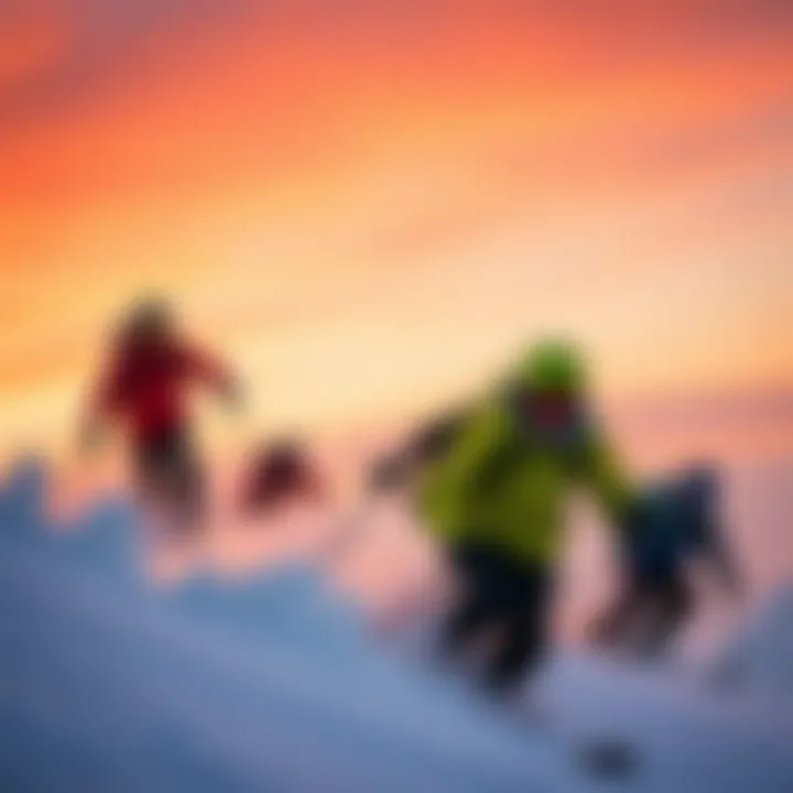 Dynamic imagery of various mountain sports disciplines, illustrating the diversity and excitement of these activities