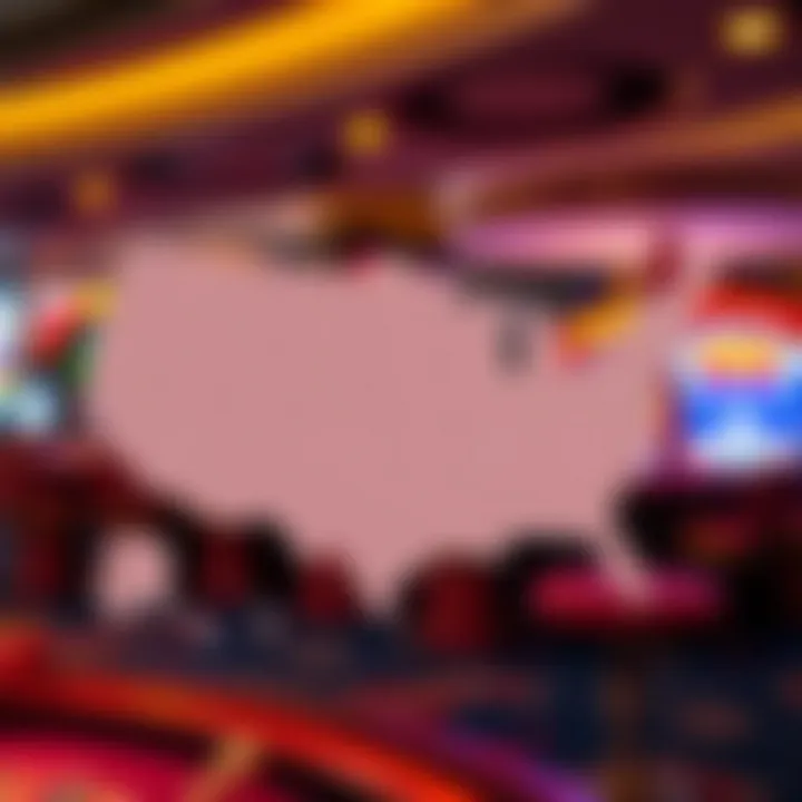 Map of the United States highlighting states with legalized casinos