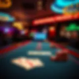 A digital poker table with virtual cards and chips