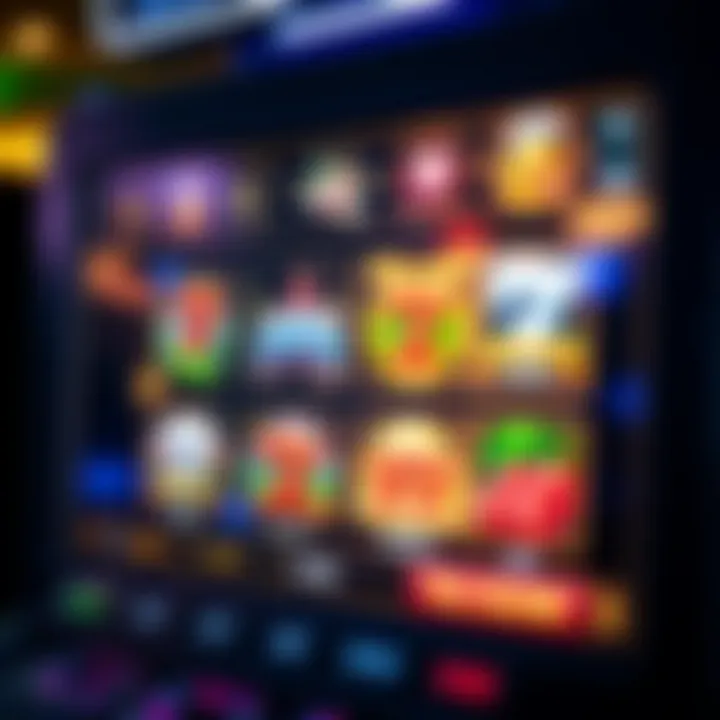 Screen display showing multiple slot game options