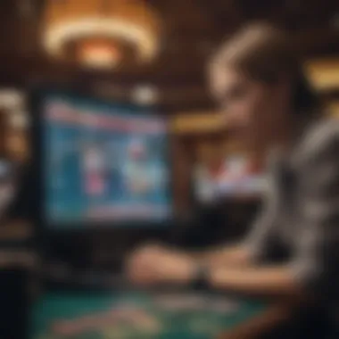 Immersive Online Gaming Experience Player observing live casino gaming on a digital device