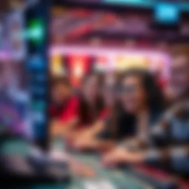 A group of diverse players engaging enthusiastically in an online casino environment