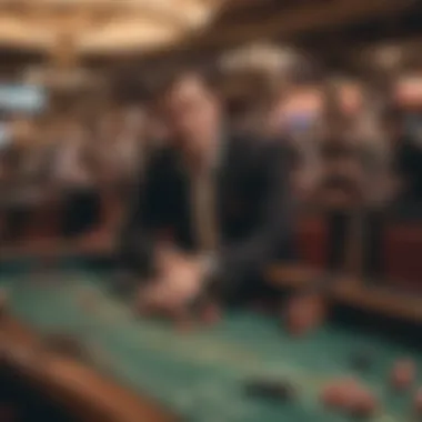 A vibrant live craps table in a bustling casino