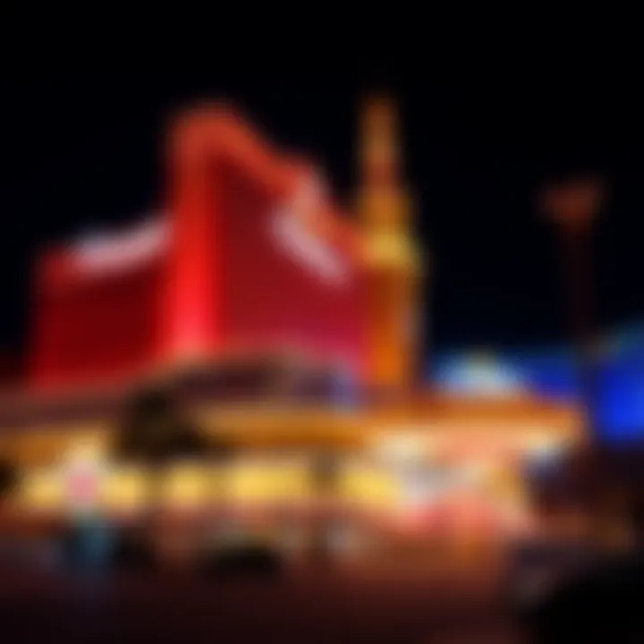 Exterior view of a famous Las Vegas casino at night