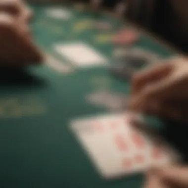 Close-up of cards being dealt in a virtual blackjack game