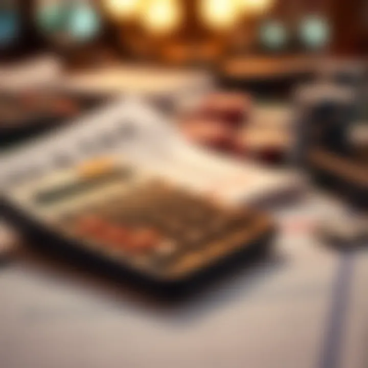 Calculator and tax documents on a desk