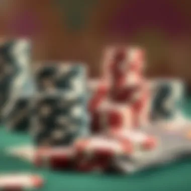 Stack of poker chips with currency notes