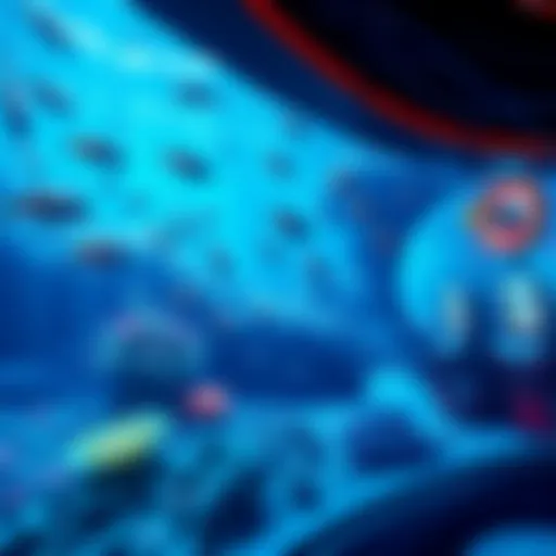A digital ocean environment showcasing vibrant aquatic life and gaming mechanics