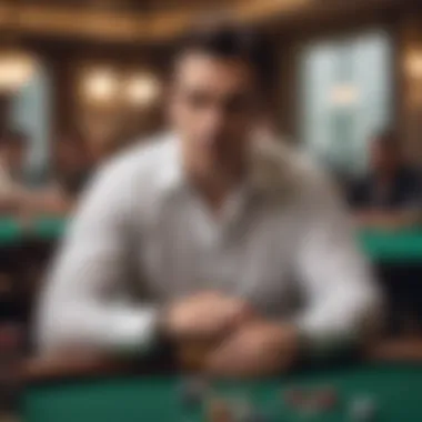 A player contemplating their next move at the poker table