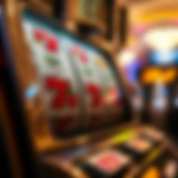 Close-up of a classic slot machine with traditional symbols like cherries, bars, and sevens