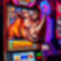 Vibrant graphics of Raging Rhino slot machine displayed on a gaming screen